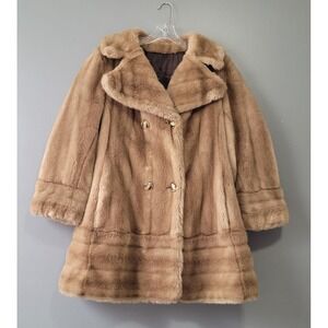 Women Ladies Brown Winter Warm Faux Fur Outwear Coat Plush Jacket Overcoat Small